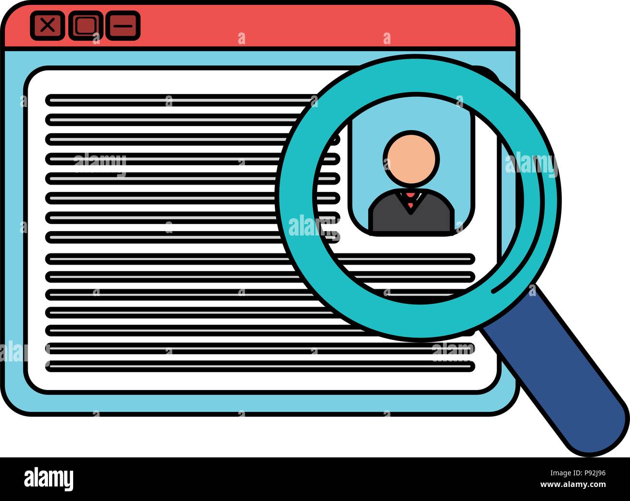 Id documento con lente di ingrandimento Illustrazione Vettoriale