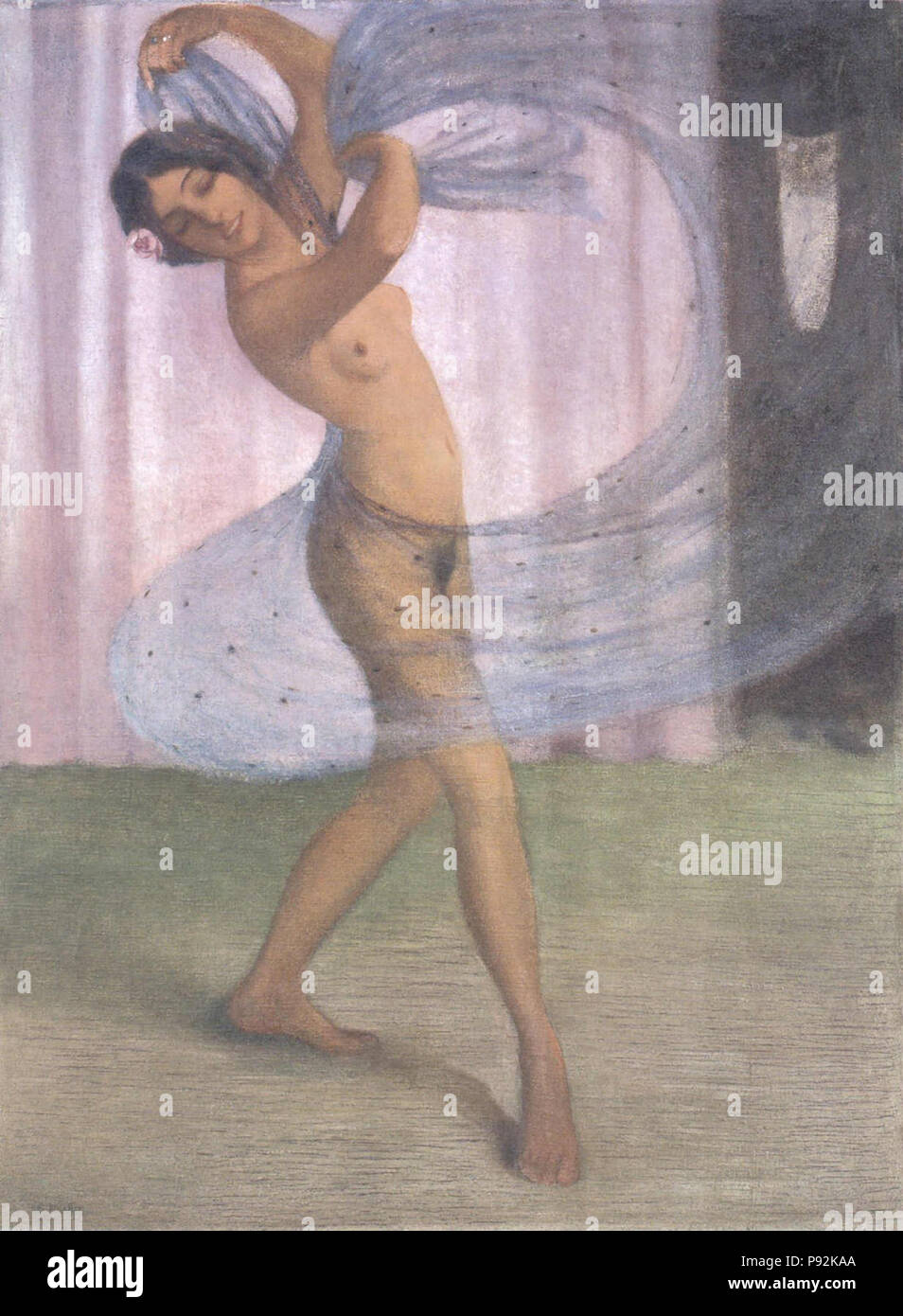 444 Otto Mueller - Tänzerin mit Schleier, von einem Mann beobachtet - ca 1903 Foto Stock