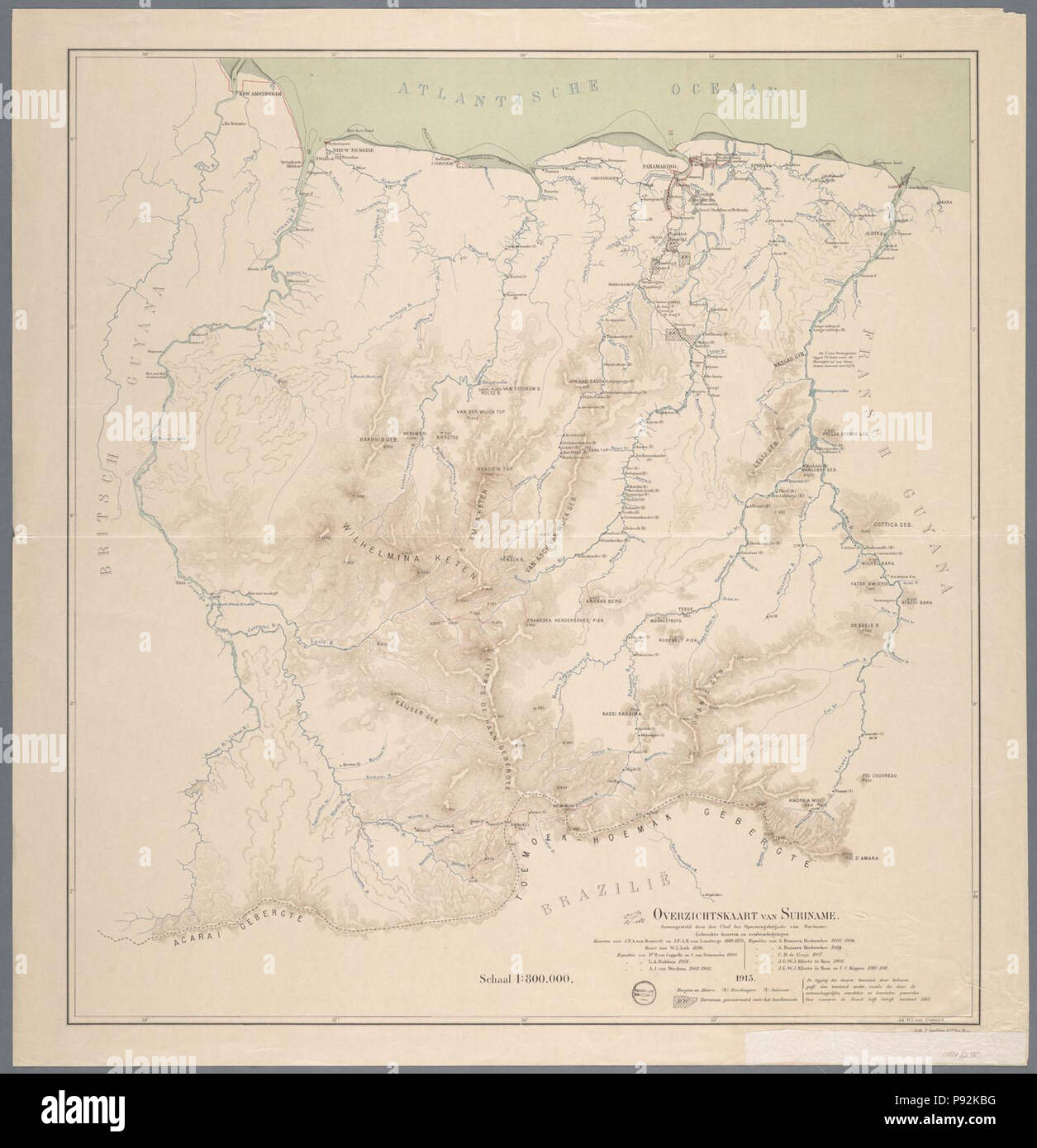 . 445 Overzichtskaart van Suriname (1913) Foto Stock