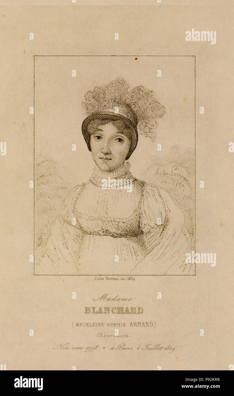 A mezza lunghezza Ritratto di balloonist francese, Maria Maddalena-Sophie Armand Blanchard. 1778-1819 Foto Stock