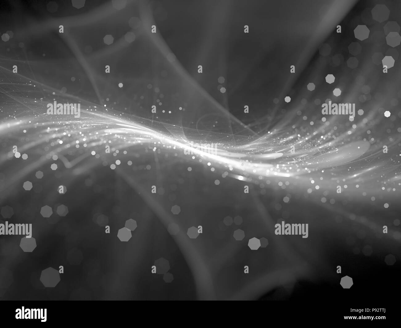 Nuova tecnologia in fibra ottica , generata da computer di intensità astratta mappa in bianco e nero, rendering 3D Foto Stock