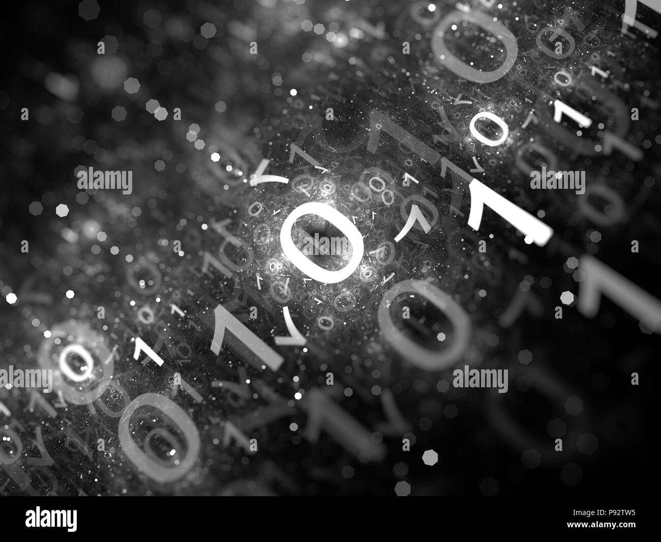 Il codice binario per lo spazio in bianco e nero mappa di intensità, rendering 3D Foto Stock