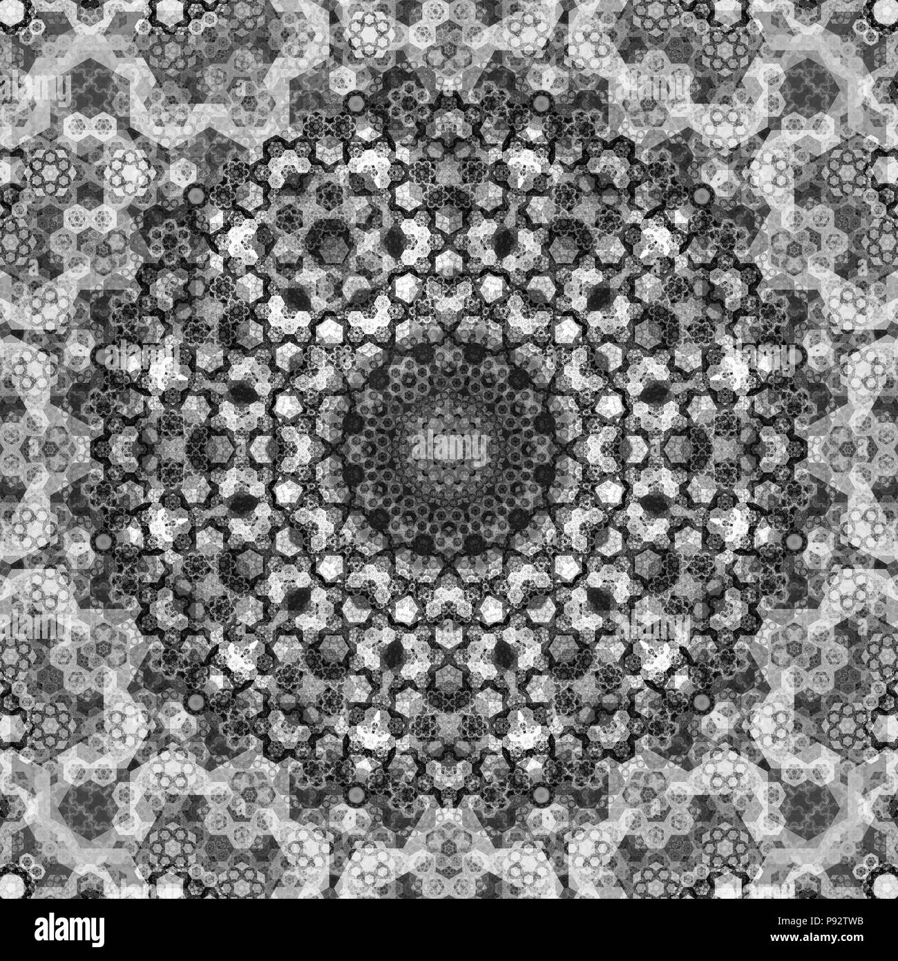 Mandala texture frattale, in bianco e nero mappa di intensità, rendering 3D Foto Stock