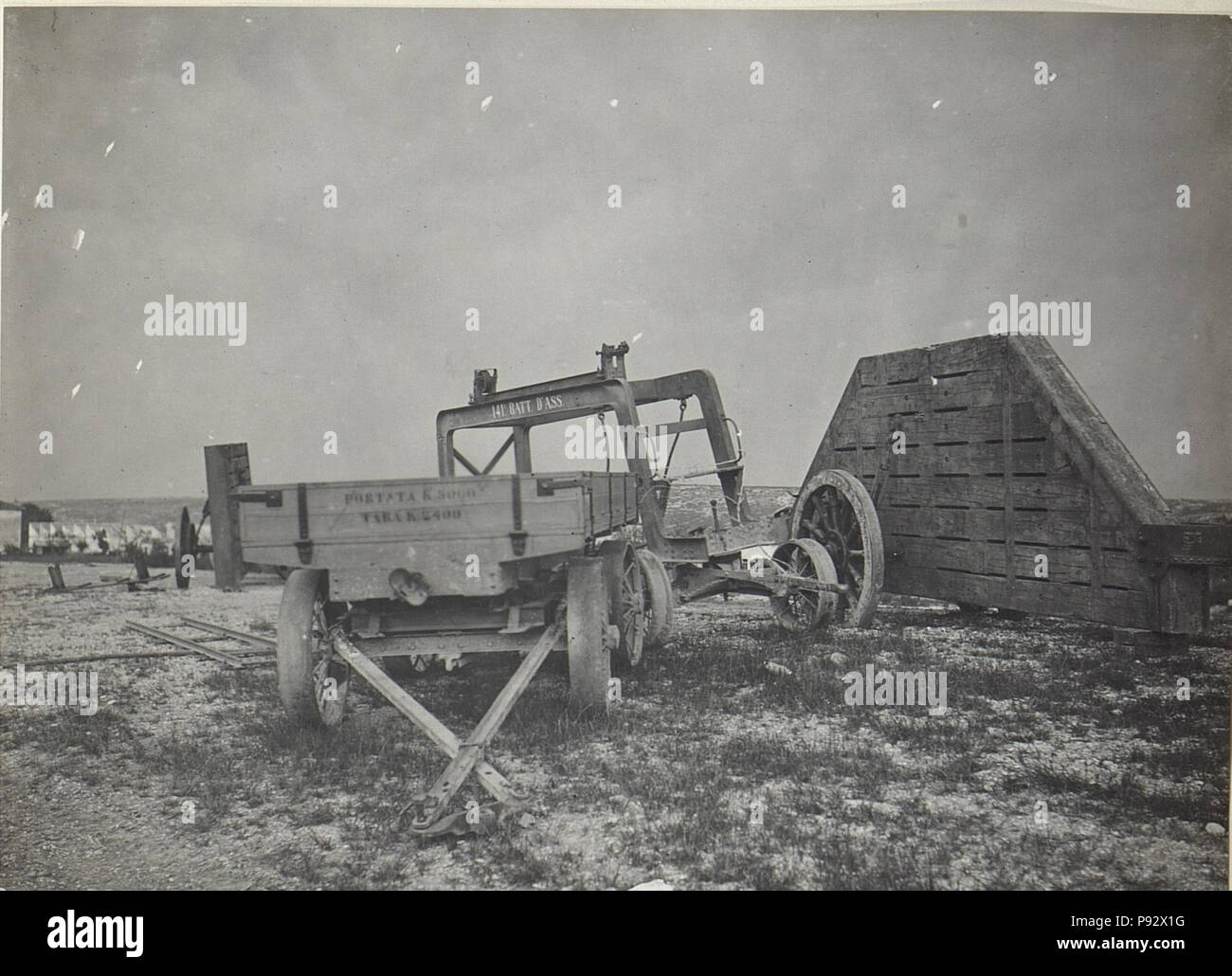 482 Rochi, Bettung für schweres Geschütz u.Wagen für Bettung. (Mitte Mai 1918.) (BildID 15664943) Foto Stock