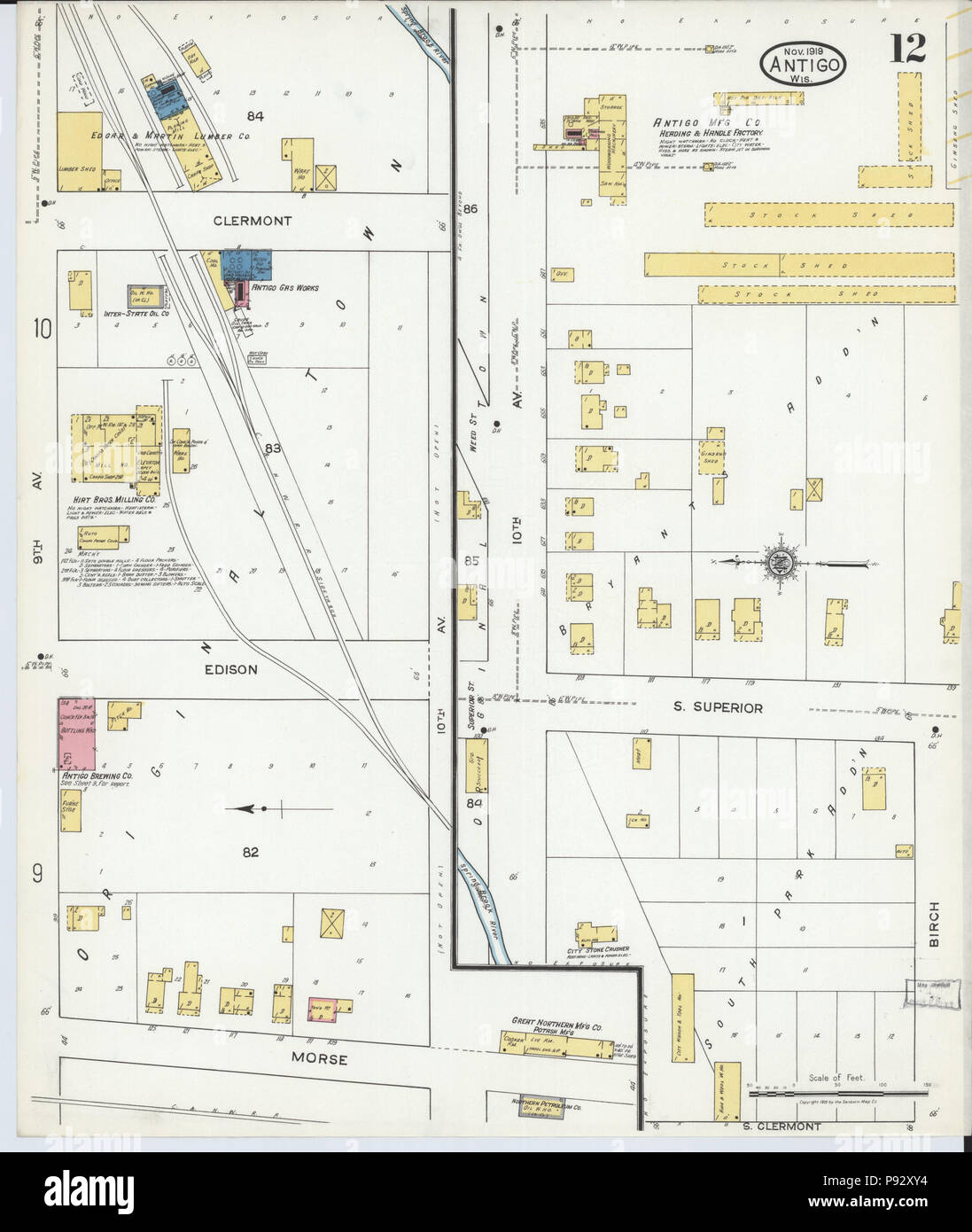 491 Sanborn Assicurazione incendi mappa da Antigo, Langlade County, Wisconsin. LOC sanborn09482 006-12 Foto Stock