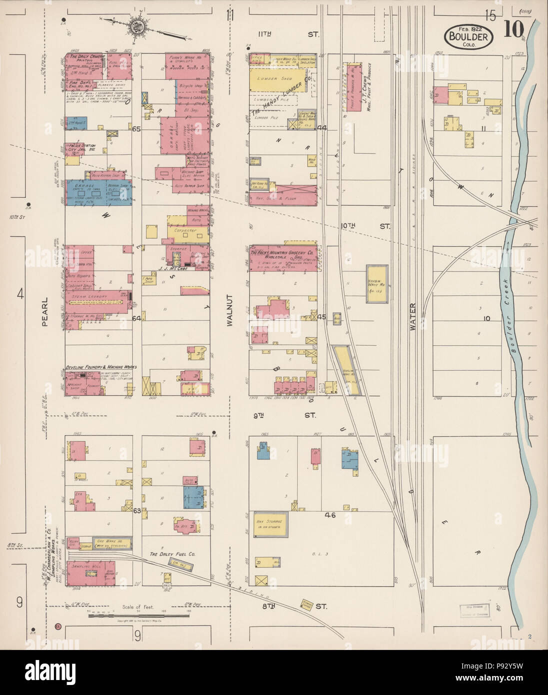 493 Sanborn Assicurazione incendi mappa da Boulder, Contea di Boulder, Colorado. LOC sanborn00958 009-10 Foto Stock