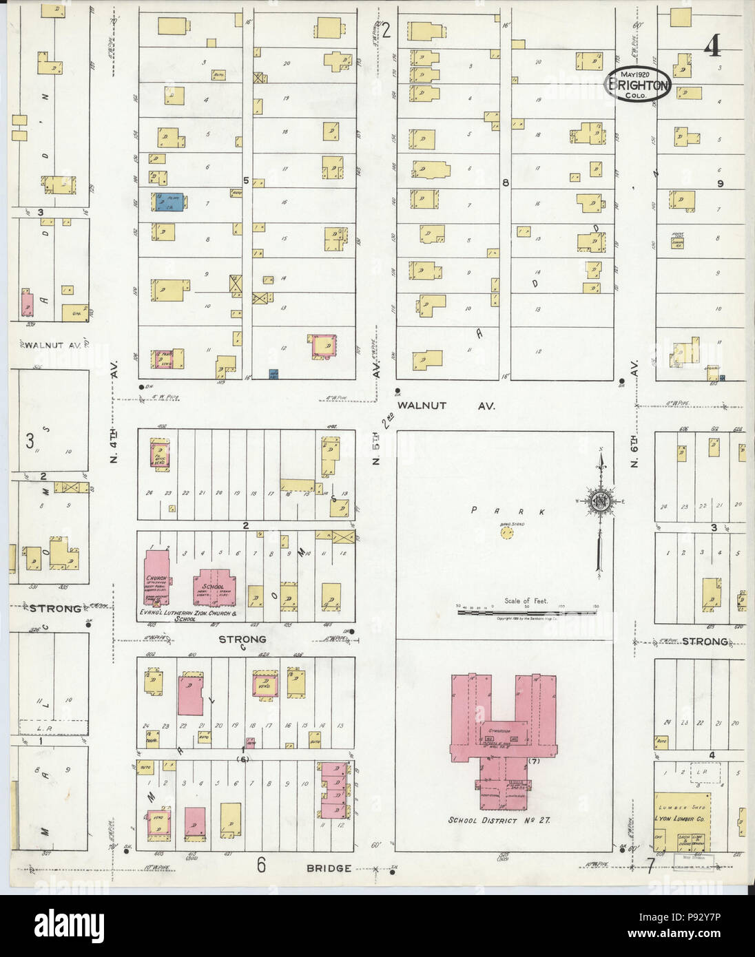 . 493 Sanborn Assicurazione incendi mappa da Brighton, Adams County, Colorado. LOC sanborn00961 006-4 Foto Stock