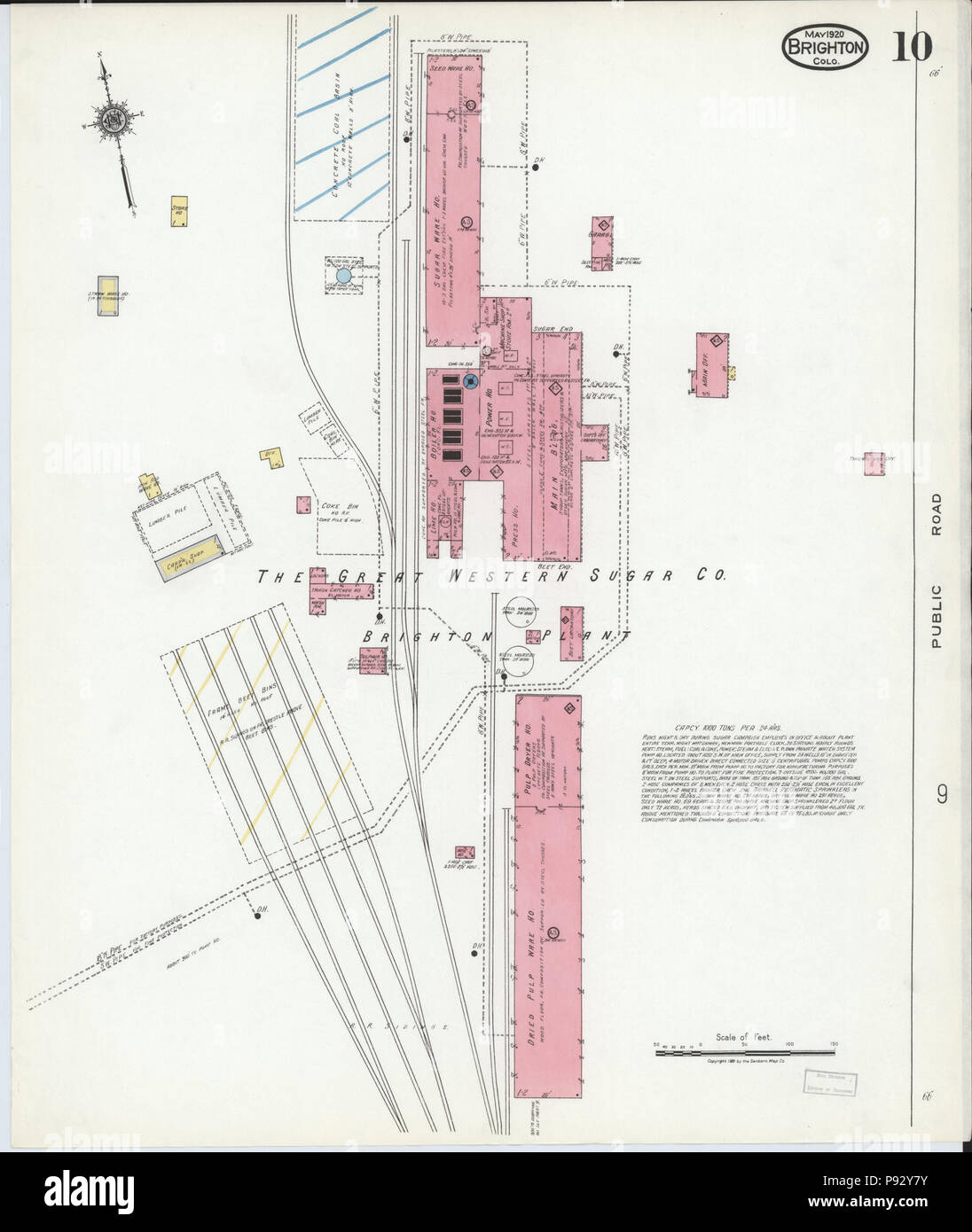 493 Sanborn Assicurazione incendi mappa da Brighton, Adams County, Colorado. LOC sanborn00961 006-10 Foto Stock