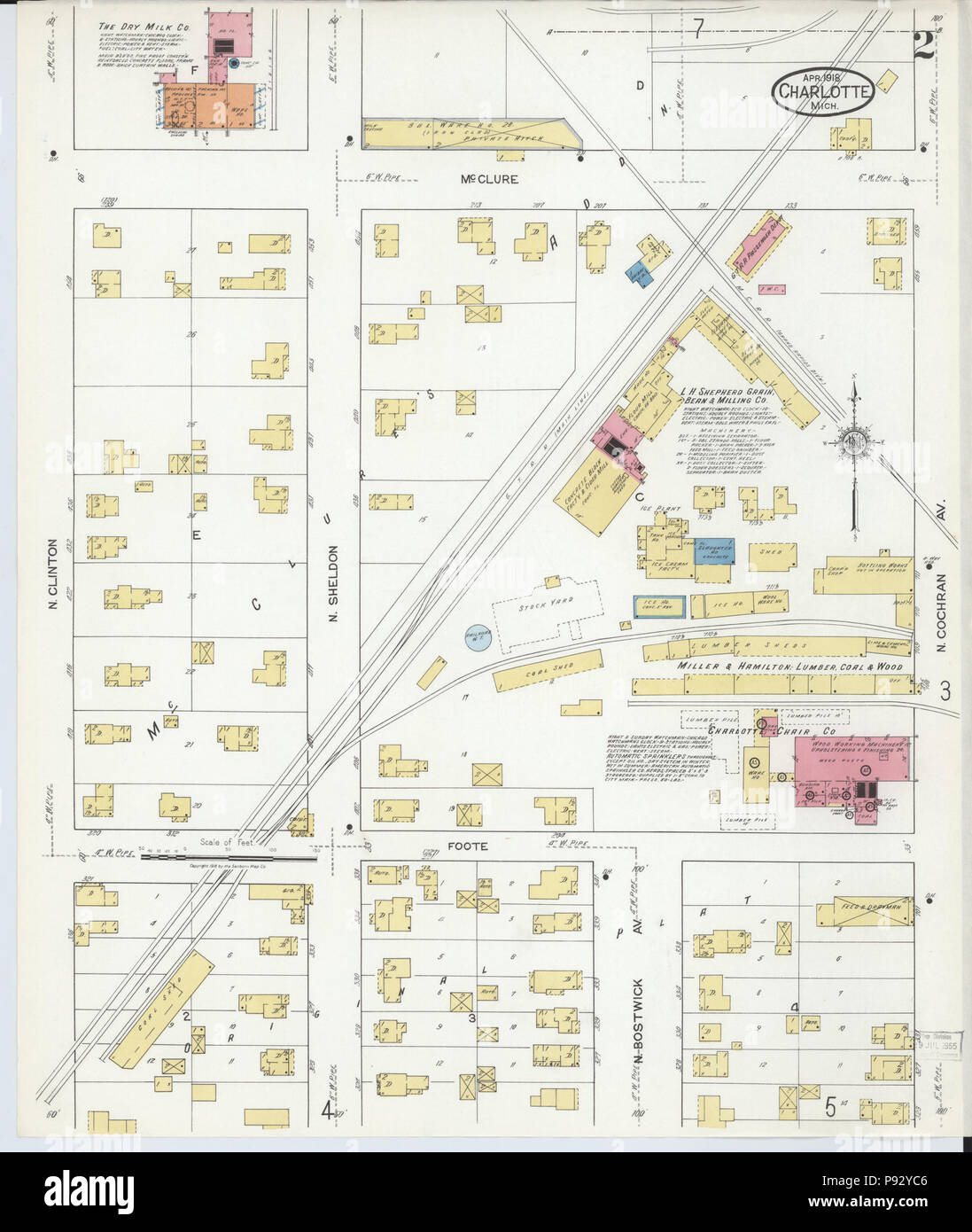 . 494 Sanborn Assicurazione incendi mappa da Charlotte, Eaton County, Michigan. LOC sanborn03959 006-2 Foto Stock