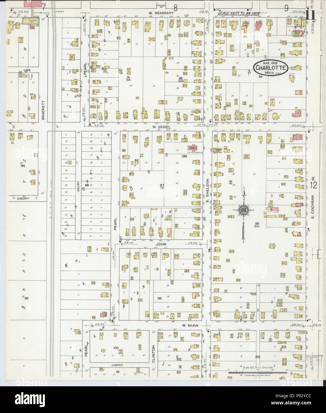 494 Sanborn Assicurazione incendi mappa da Charlotte, Eaton County, Michigan. LOC sanborn03959 006-11 Foto Stock