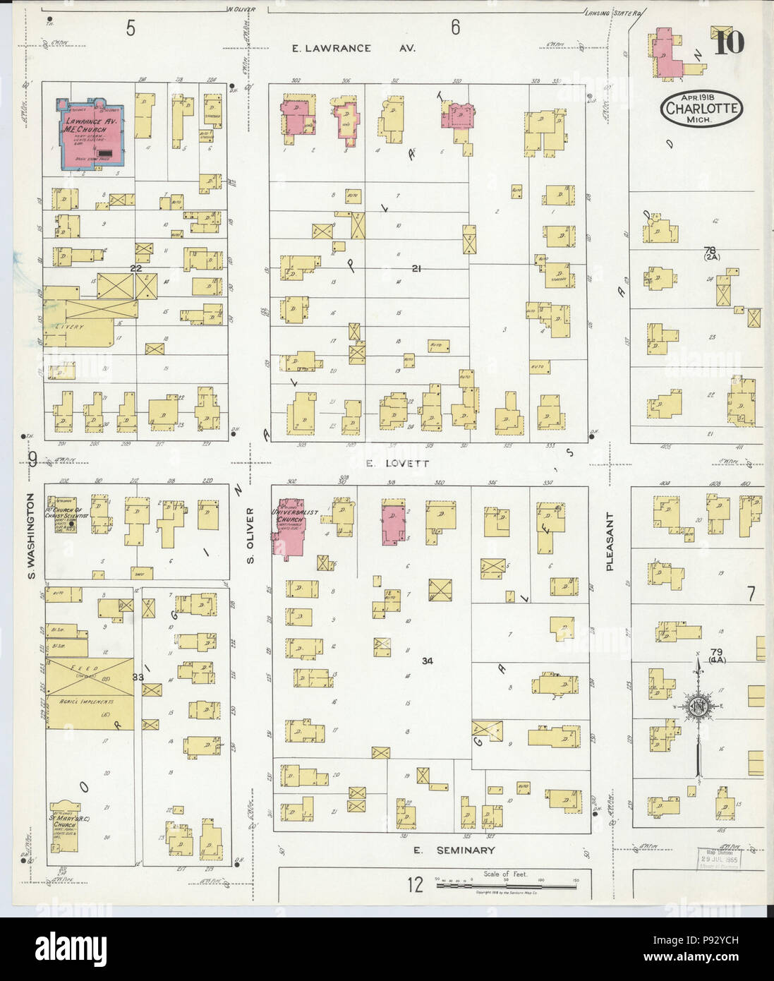 494 Sanborn Assicurazione incendi mappa da Charlotte, Eaton County, Michigan. LOC sanborn03959 006-10 Foto Stock