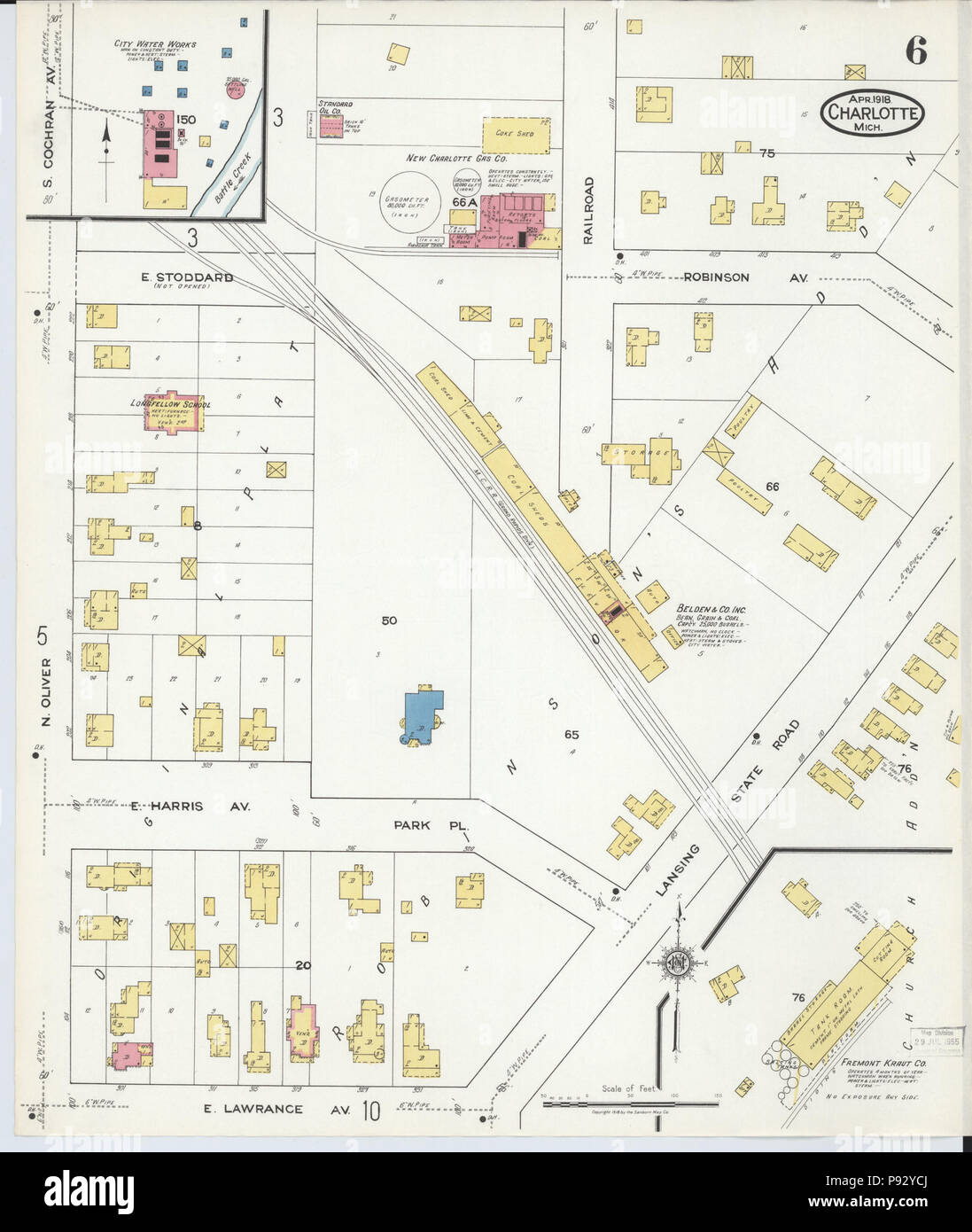 494 Sanborn Assicurazione incendi mappa da Charlotte, Eaton County, Michigan. LOC sanborn03959 006-6 Foto Stock