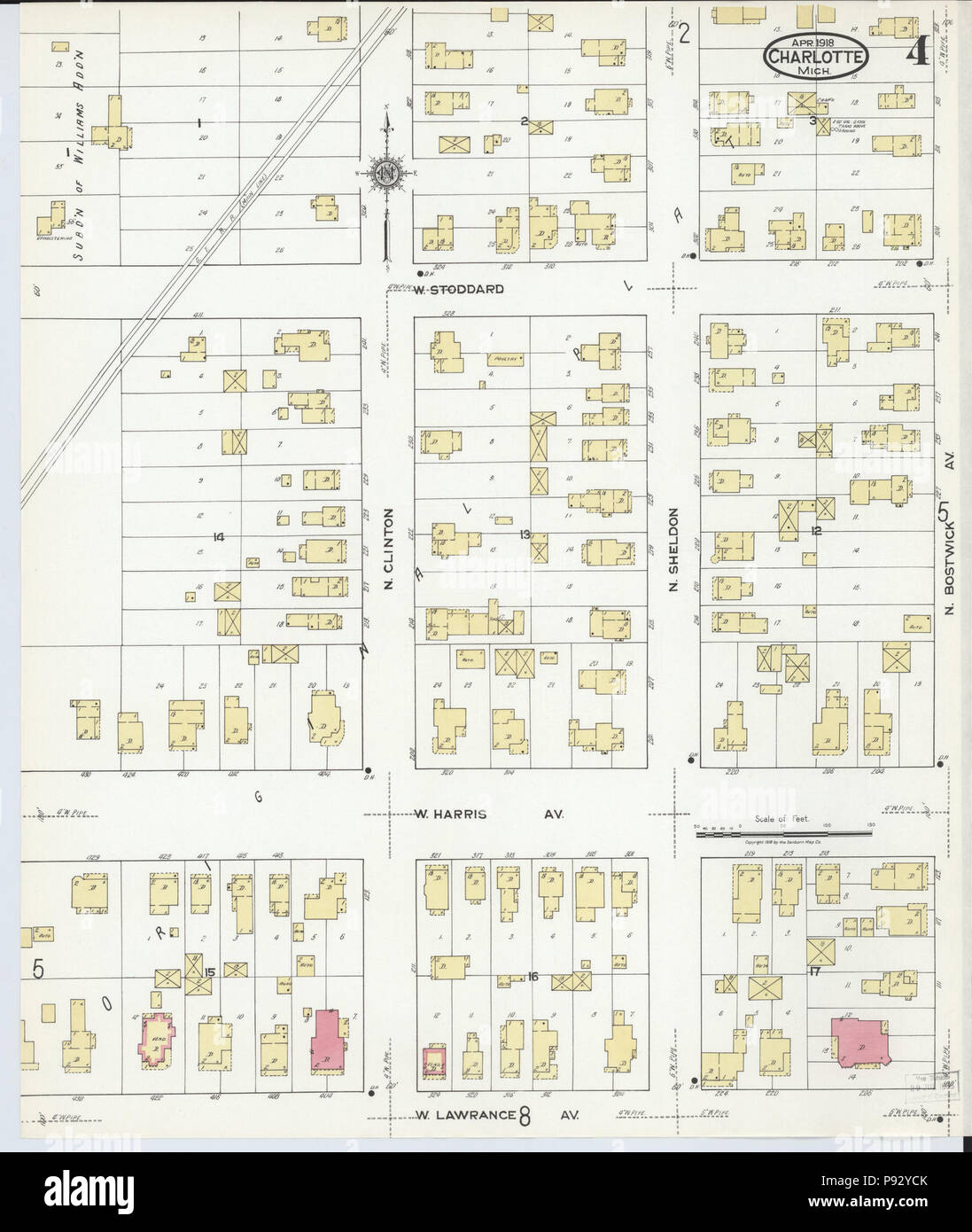 494 Sanborn Assicurazione incendi mappa da Charlotte, Eaton County, Michigan. LOC sanborn03959 006-4 Foto Stock