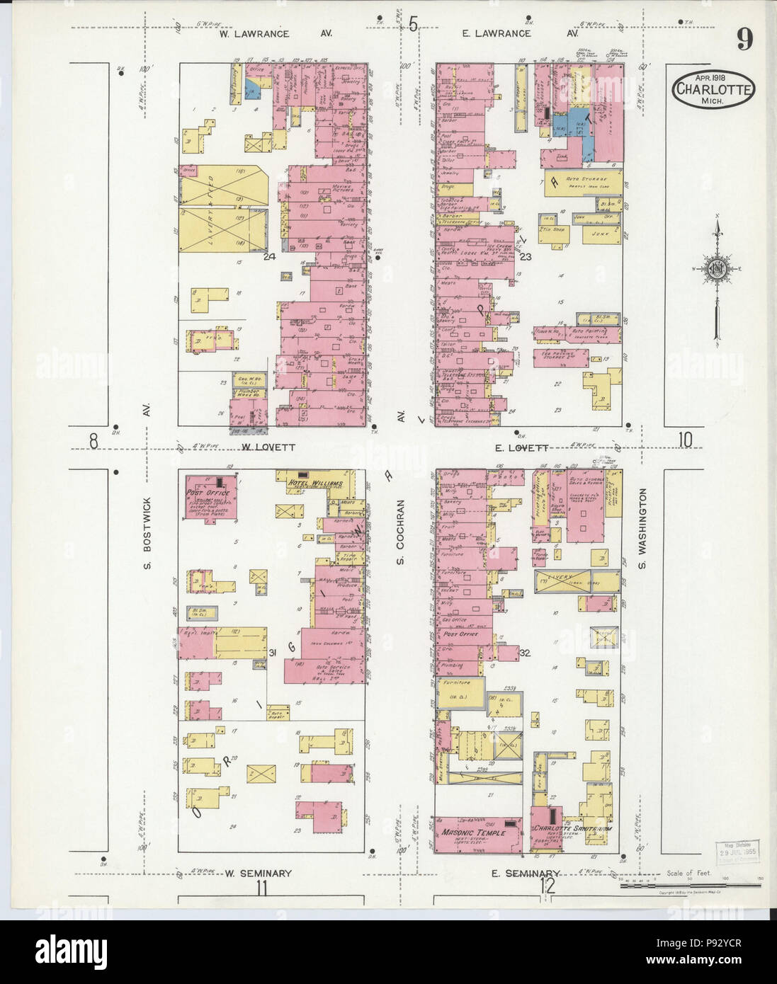 494 Sanborn Assicurazione incendi mappa da Charlotte, Eaton County, Michigan. LOC sanborn03959 006-9 Foto Stock