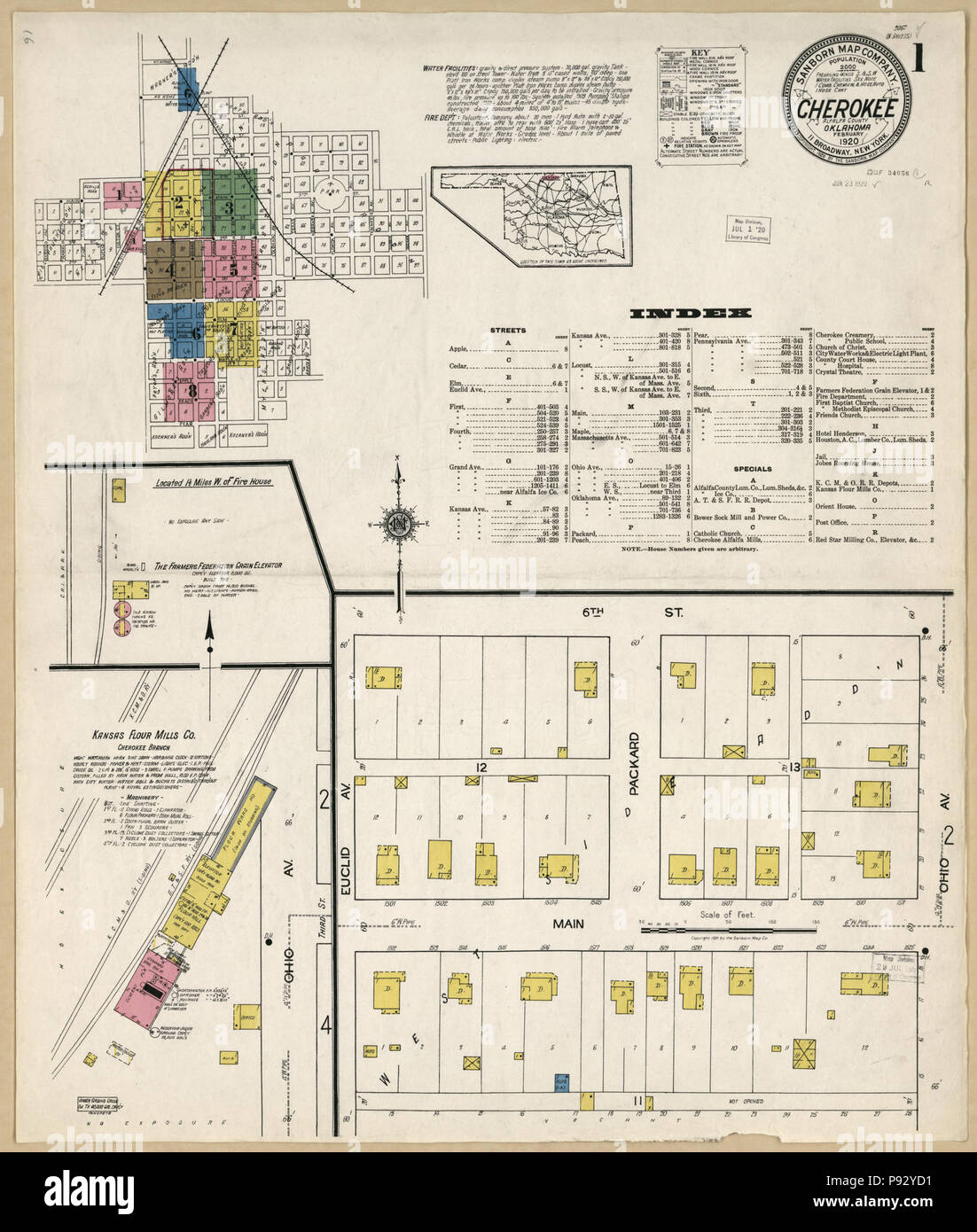 494 Sanborn Assicurazione incendi mappa da Cherokee, Alfalfa County, Oklahoma. LOC sanborn07036 005-1 Foto Stock