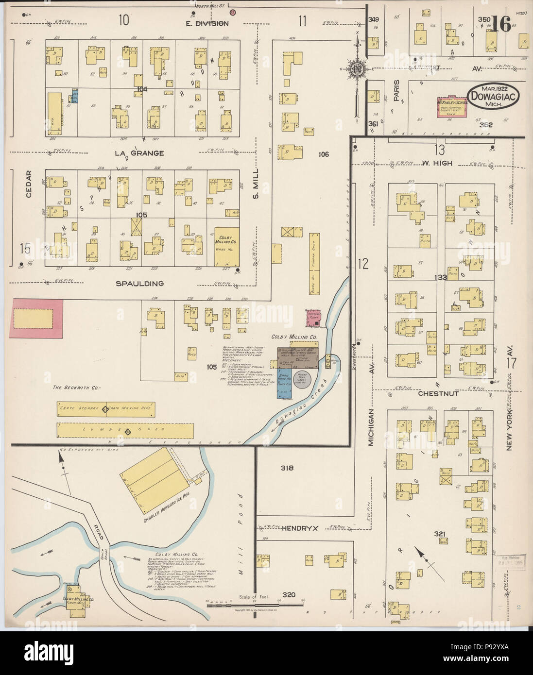 497 Sanborn Assicurazione incendi mappa da Dowagiac, Cass County, Michigan. LOC sanborn03988 006-16 Foto Stock