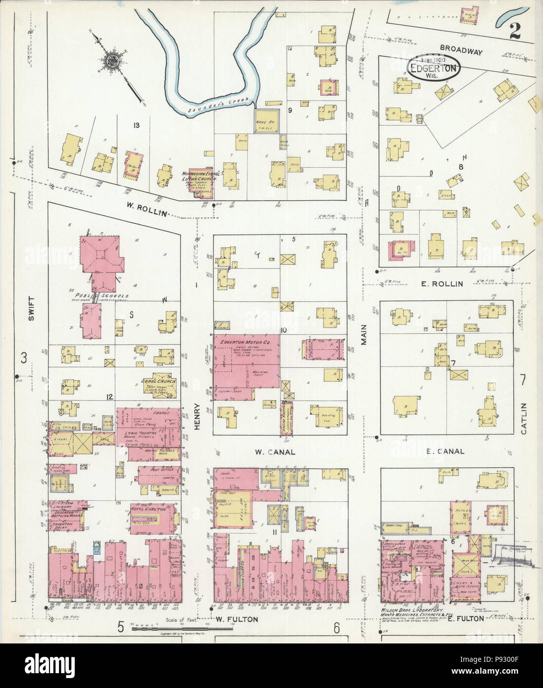 497 Sanborn Assicurazione incendi mappa da Edgerton, Rock County, Wisconsin. LOC sanborn09539 007-2 Foto Stock