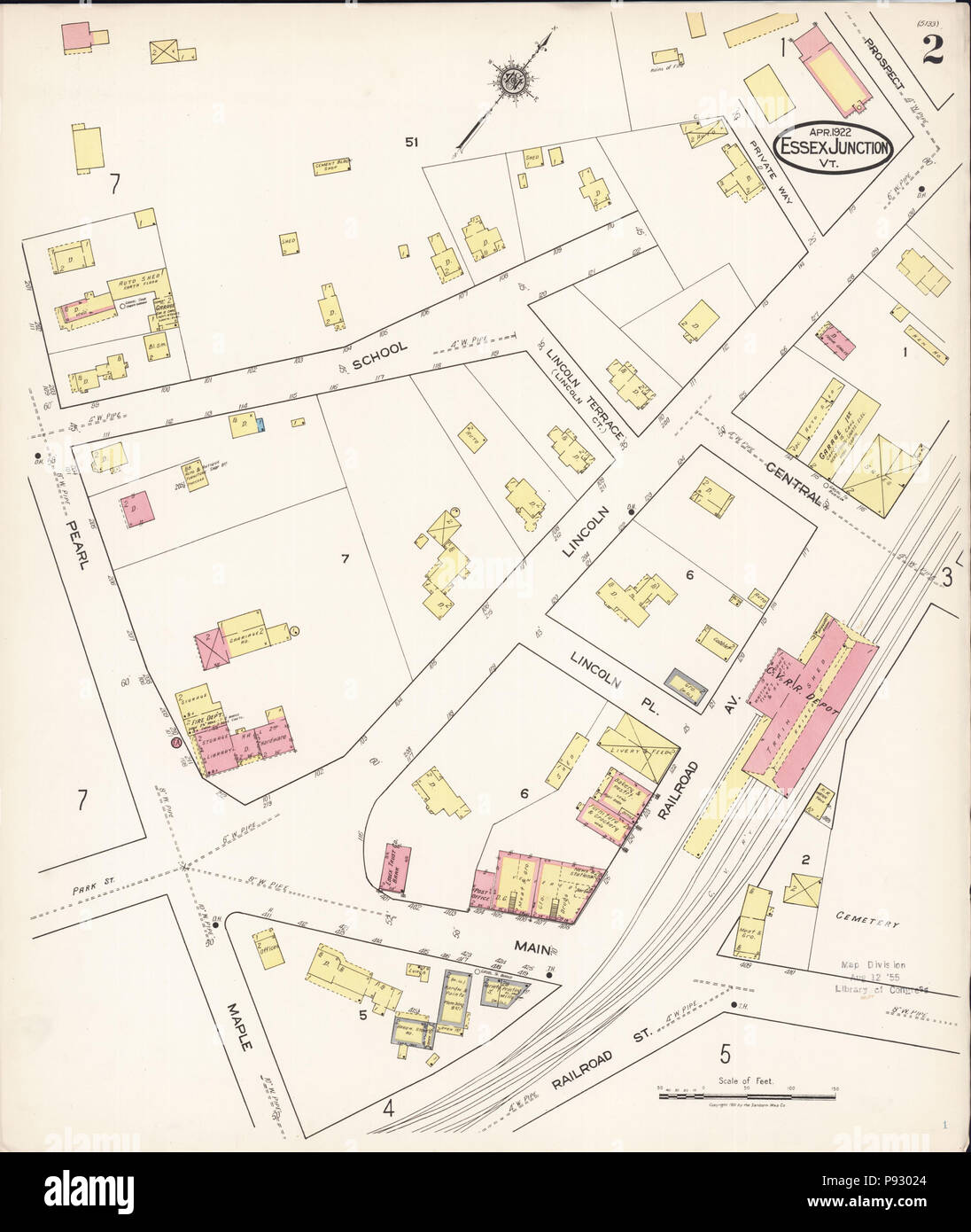 497 Sanborn Assicurazione incendi mappa dalla Essex Junction, Chittenden County, Vermont. LOC sanborn08916 005-2 Foto Stock