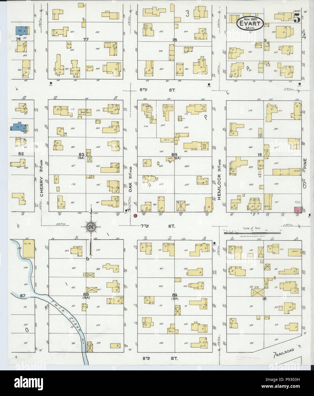 498 Sanborn Assicurazione incendi mappa da Evart, Osceola County, Michigan. LOC sanborn04002 005-5 Foto Stock