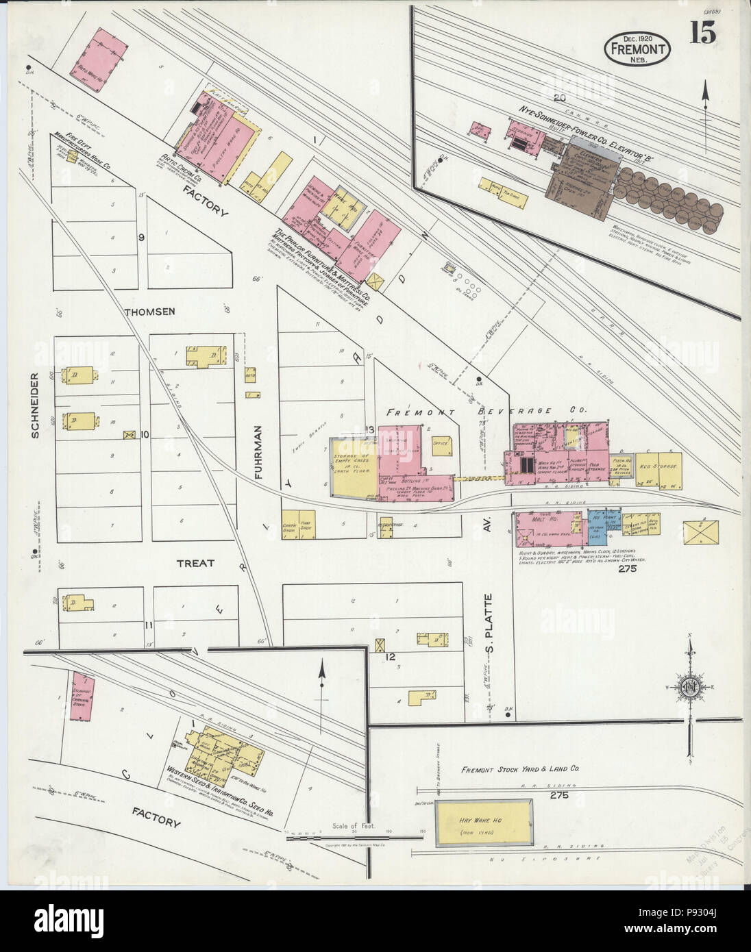 . 498 Sanborn Assicurazione incendi mappa da Fremont, Dodge County, Nebraska. LOC sanborn05183 008-15 Foto Stock
