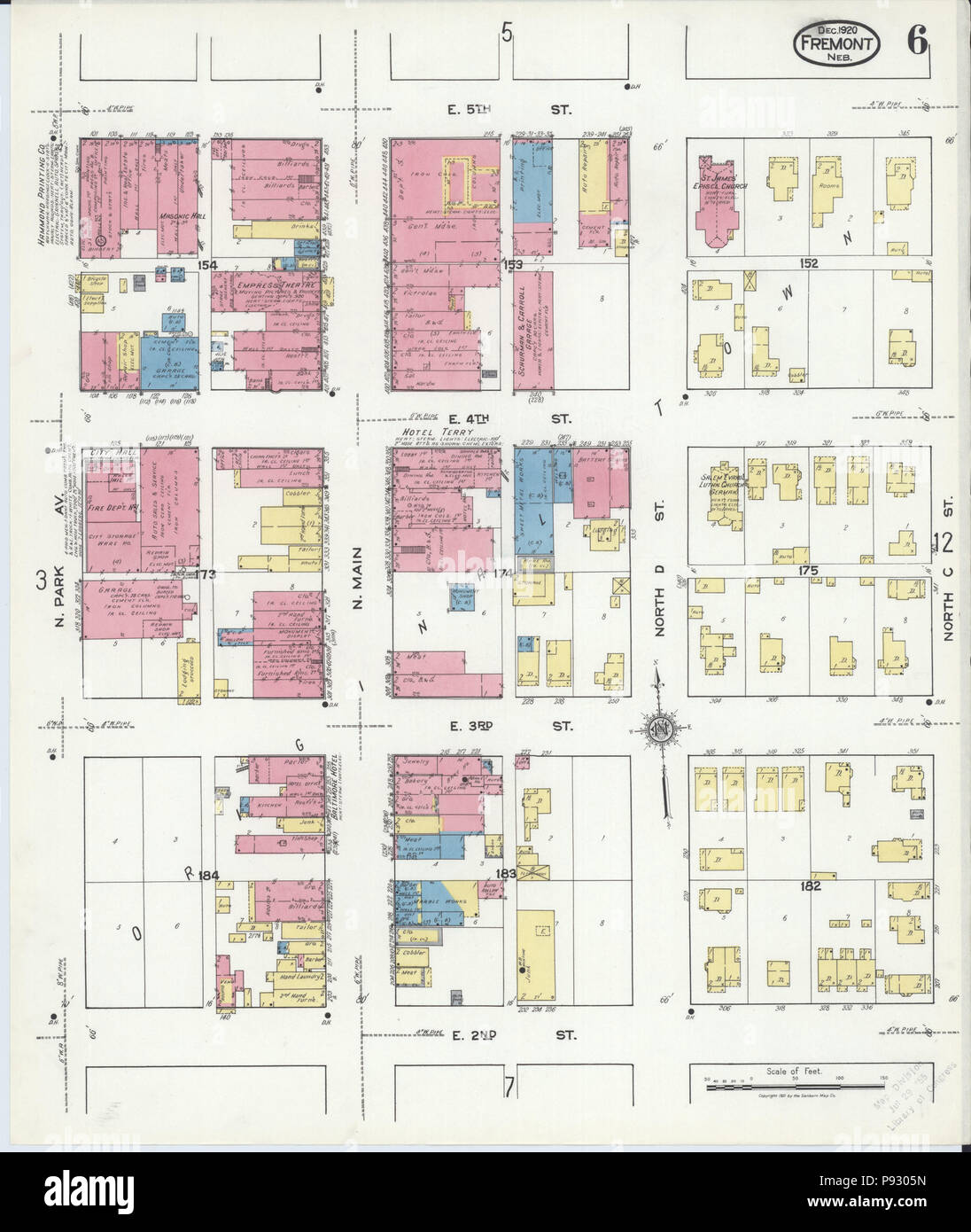 498 Sanborn Assicurazione incendi mappa da Fremont, Dodge County, Nebraska. LOC sanborn05183 008-6 Foto Stock