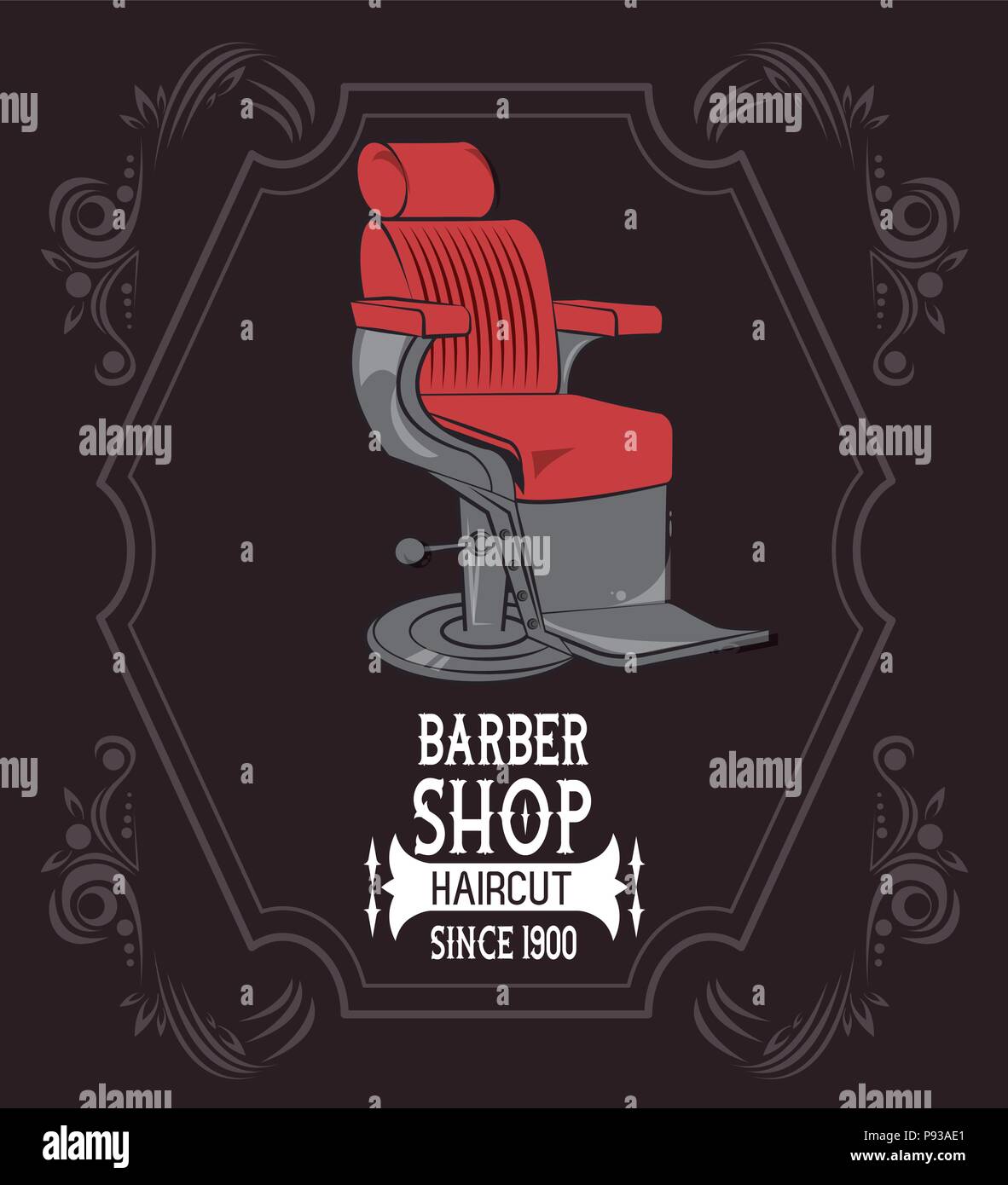 Barbiere Vintage Emblema Con Colorati Disegni Retro Illustrazione