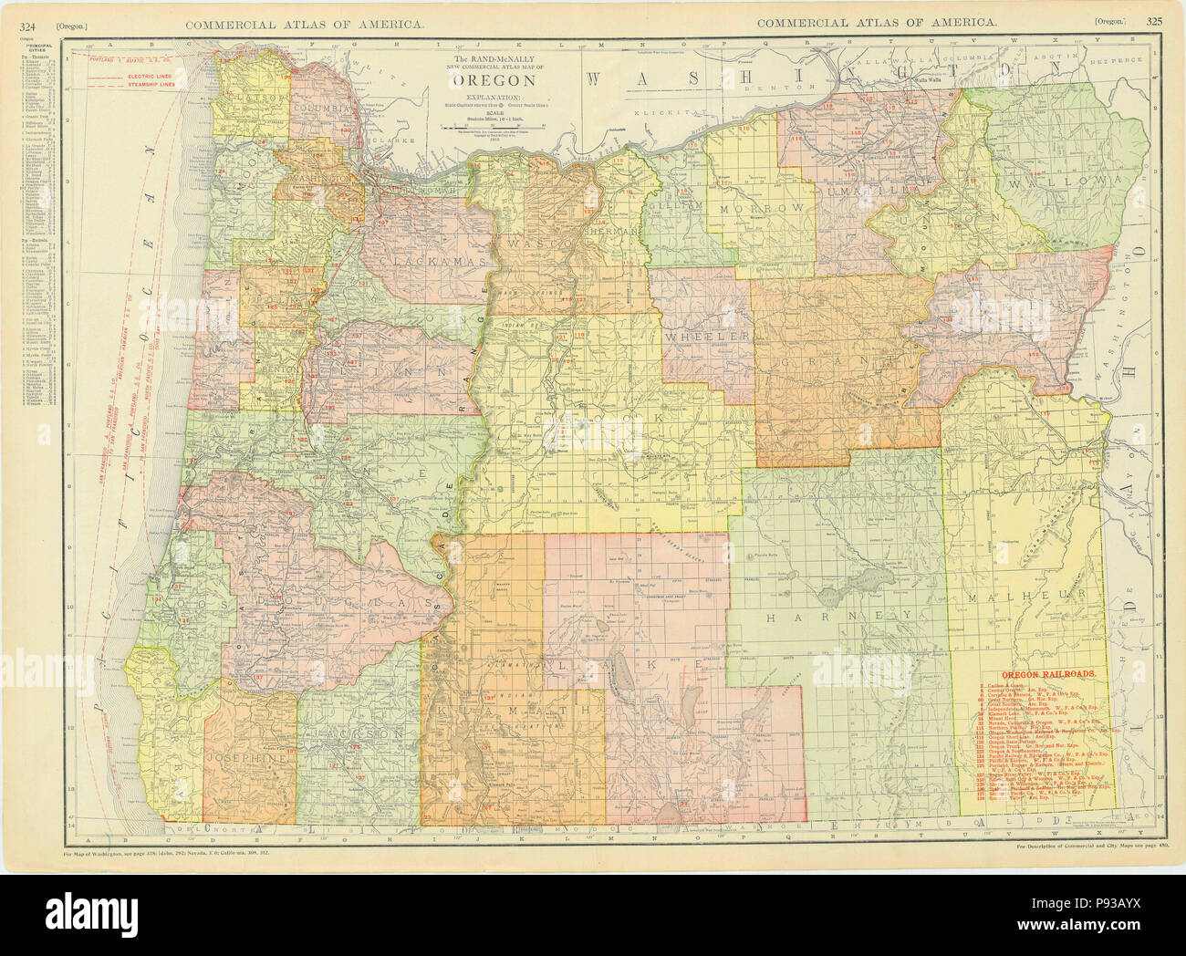 1913 Oregon mappa Foto Stock
