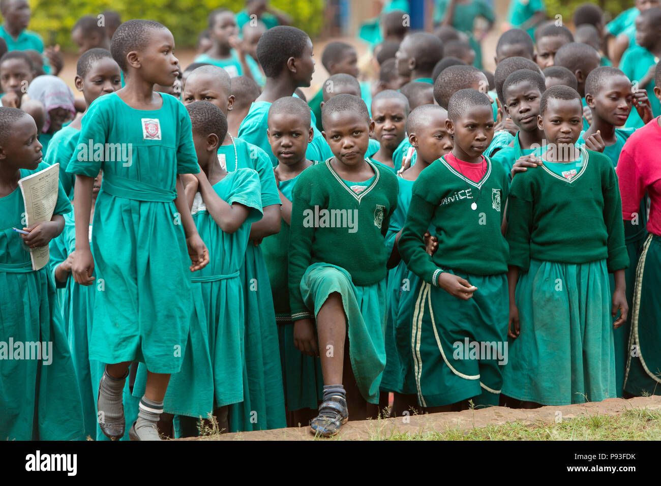 Bombo, Uganda - Scuola di appello nella schoolyard di San Giuseppe Bombo misti scuola primaria. Foto Stock Bombo, Uganda - Scuola di appello nella schoolyard di San Giuseppe Bombo misti scuola primaria. Foto Stock