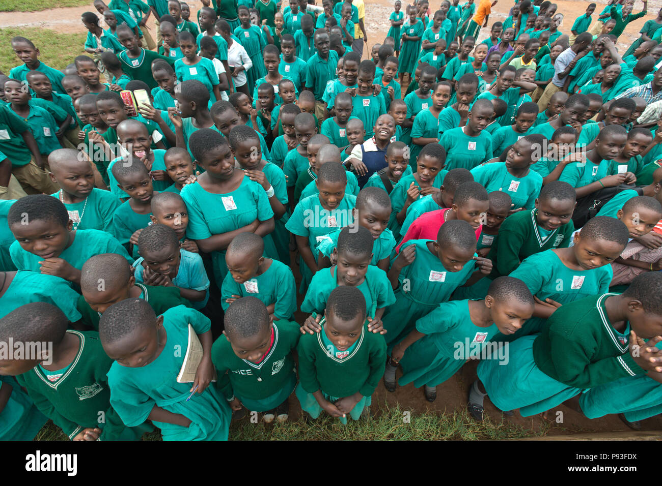 Bombo, Uganda - Scuola di appello nella schoolyard di San Giuseppe Bombo misti scuola primaria. Foto Stock