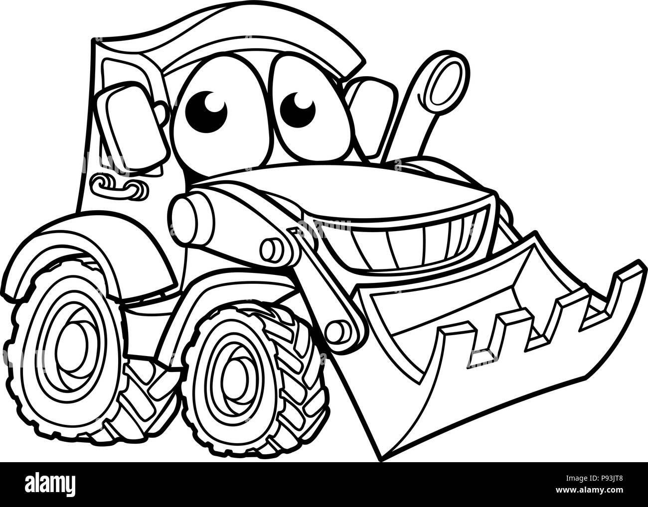 Personaggio dei fumetti escavatore bulldozer veicolo Illustrazione Vettoriale