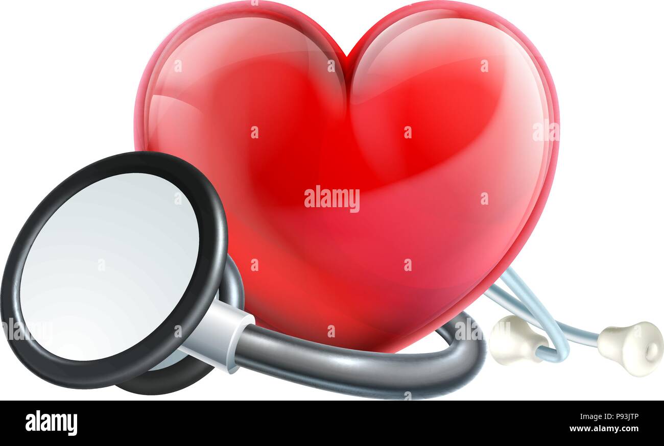 Icona a forma di cuore e uno stetoscopio Illustrazione Vettoriale