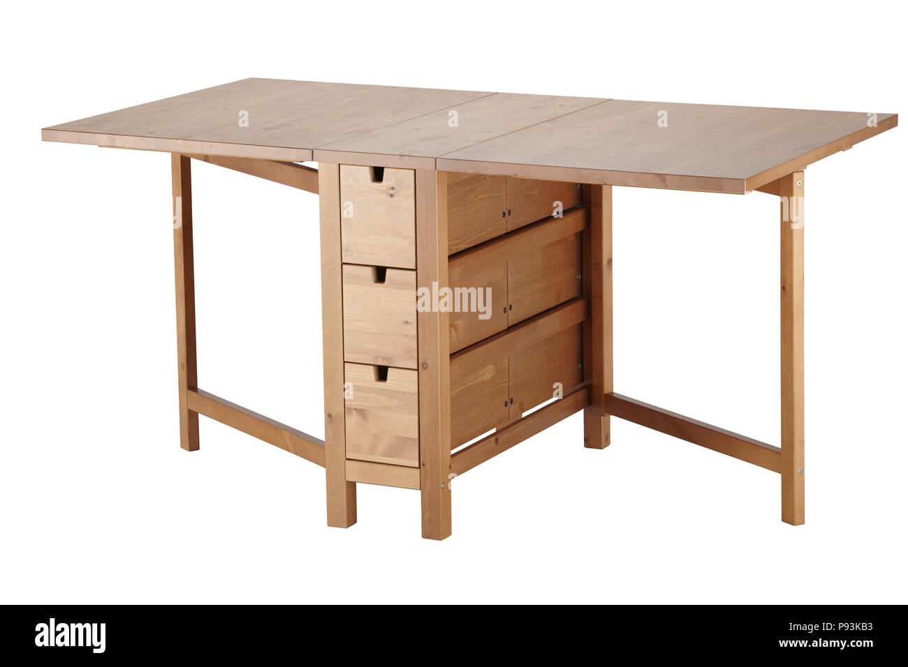 Estensione di legno tabella isolati su sfondo bianco. Includere il percorso di clipping Foto Stock