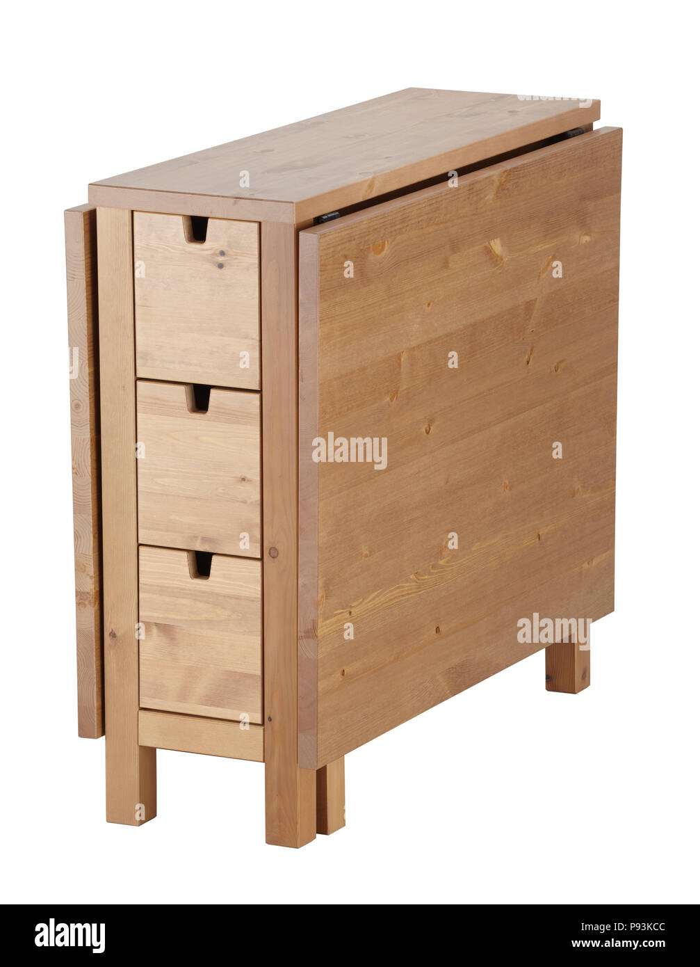 In legno tavolo pieghevole isolati su sfondo bianco. Includere il percorso di clipping Foto Stock