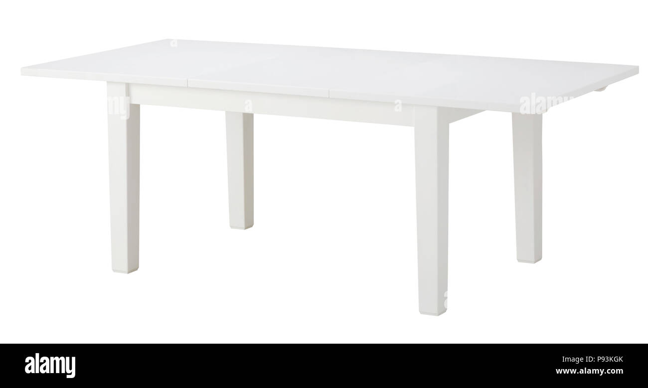 Bianco tavola di prolunga isolato su sfondo bianco. Includere il percorso di clipping Foto Stock