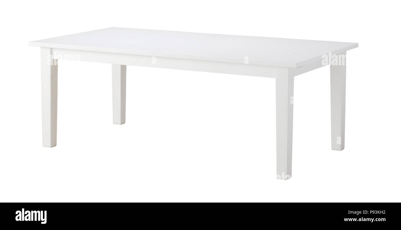 Bianco tavola di prolunga isolato su sfondo bianco. Includere il percorso di clipping Foto Stock
