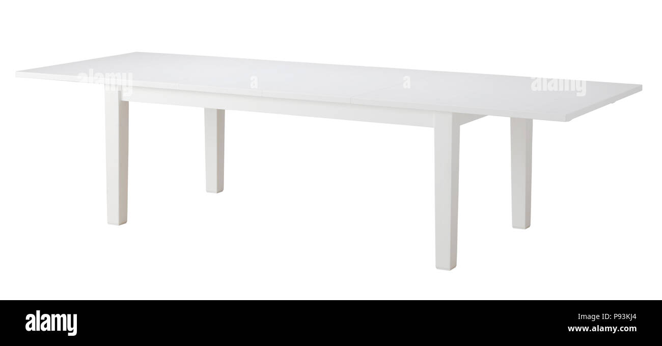 Bianco tavola di prolunga isolato su sfondo bianco. Includere il percorso di clipping Foto Stock