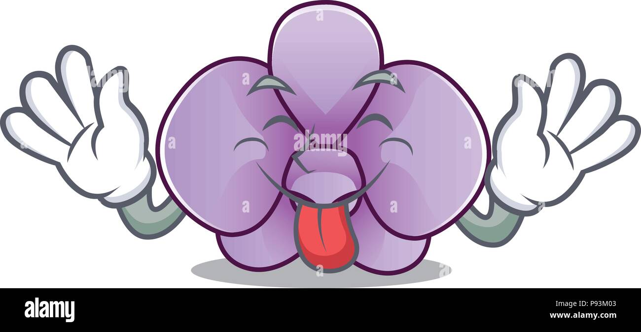 La lingua di fuori di fiori di orchidea mascotte cartoon Illustrazione Vettoriale