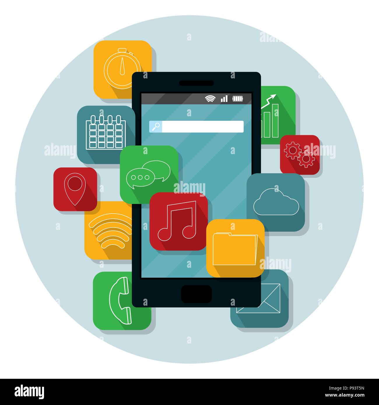 Smartphone applicazioni mobile Illustrazione Vettoriale