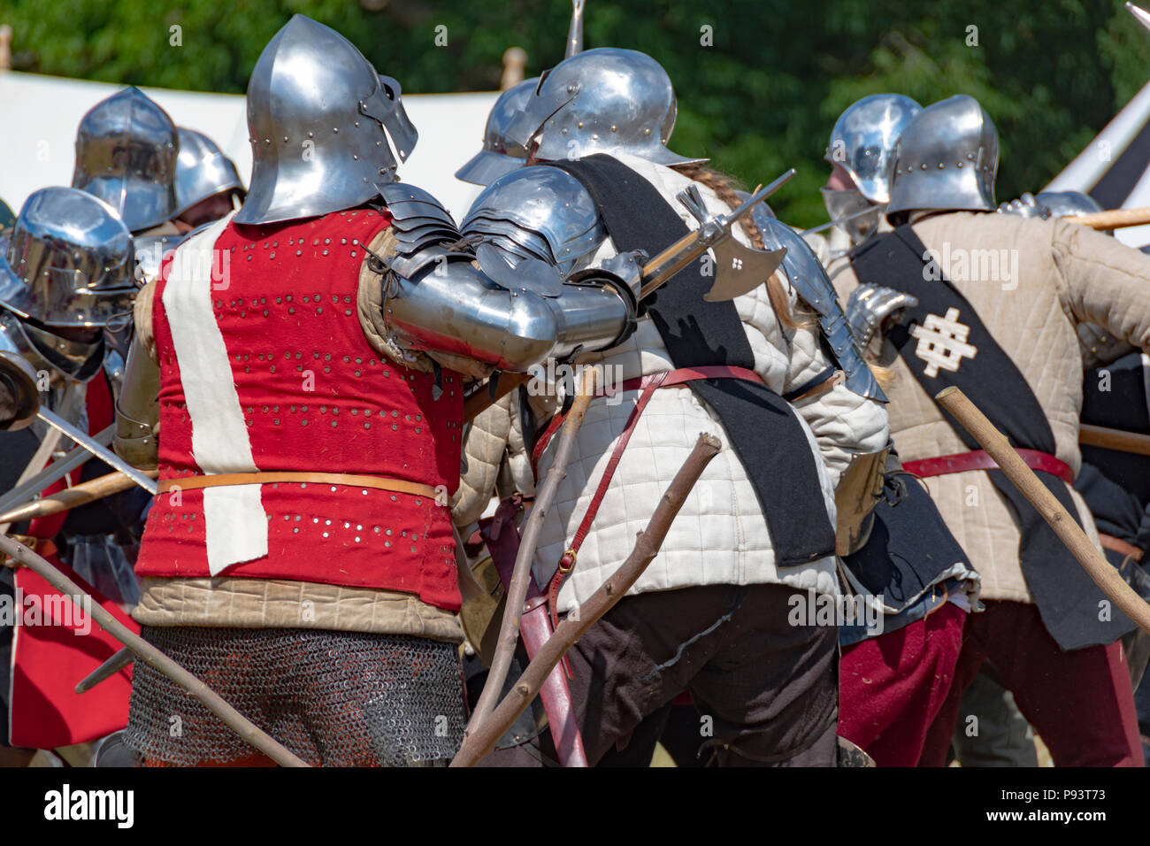 La battaglia medievale di Northampton e Torneo 2018 DELAPRE ABBEY PARK Foto Stock
