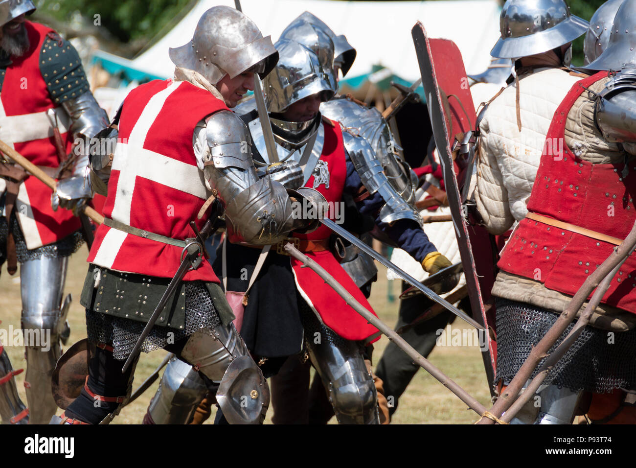 La battaglia medievale di Northampton e Torneo 2018 DELAPRE ABBEY PARK Foto Stock