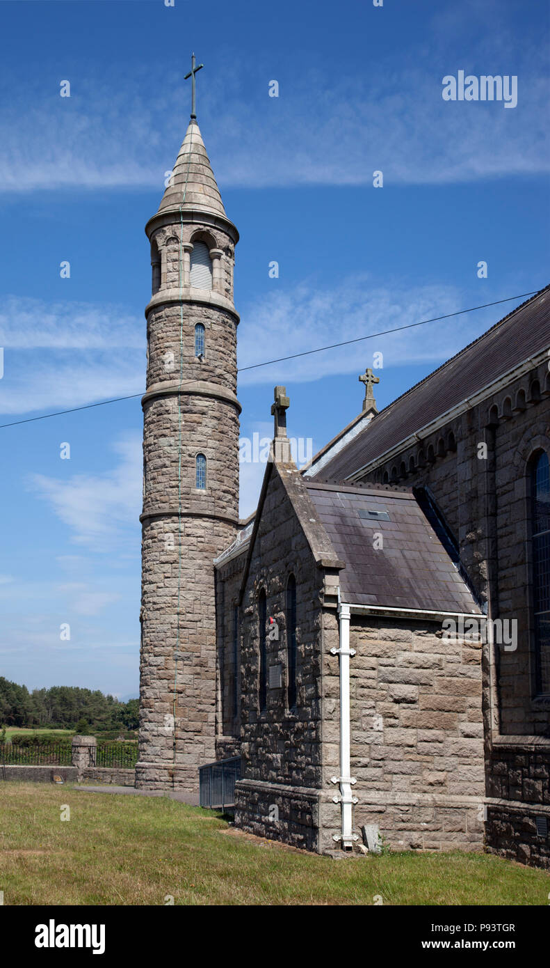 Nostra Signora di Lourdes Chiesa torre rotonda, Grange, County Down Foto Stock