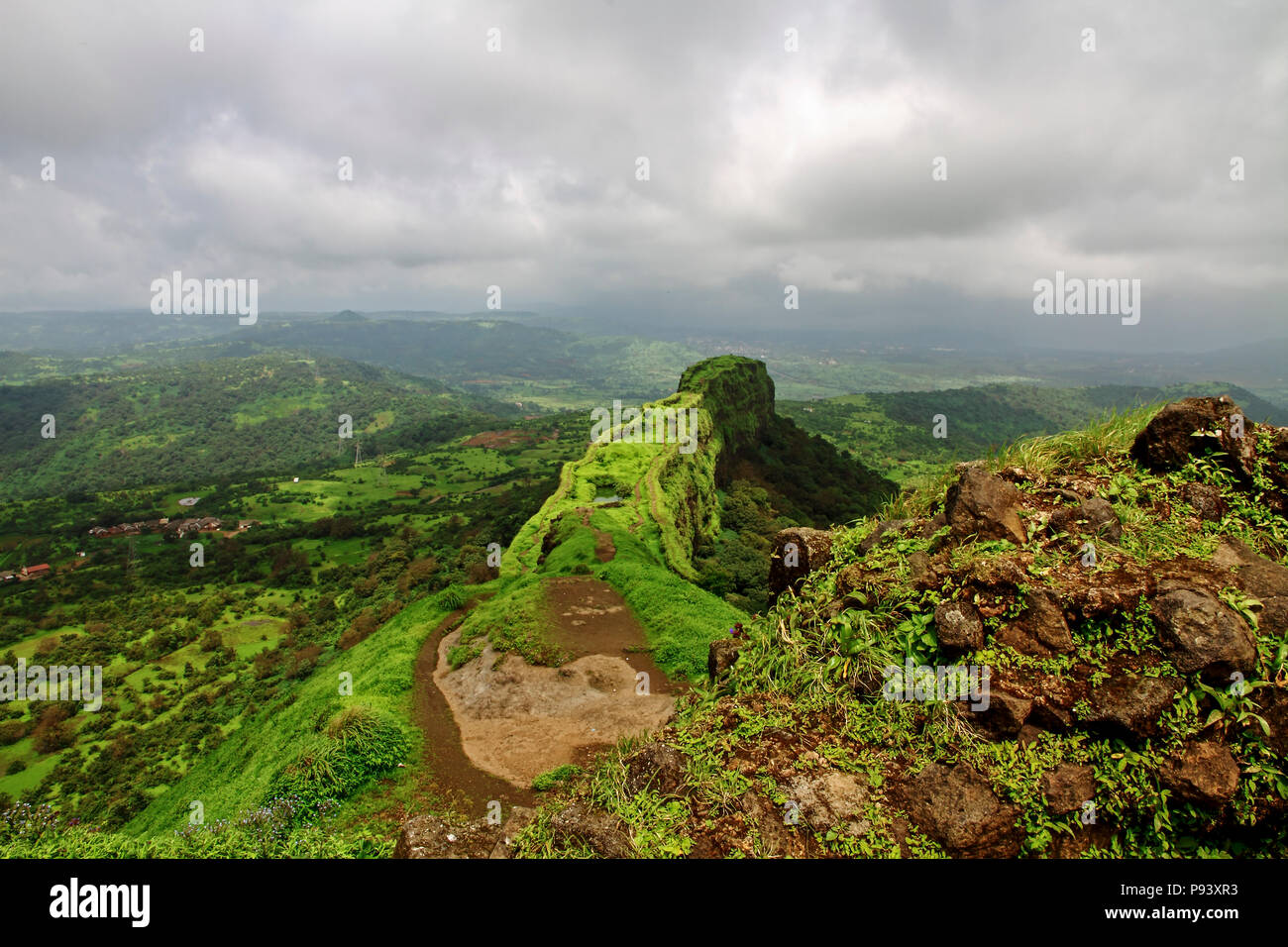 Lohgad Fort di monsone al distretto di Pune India Maharashtra Foto Stock