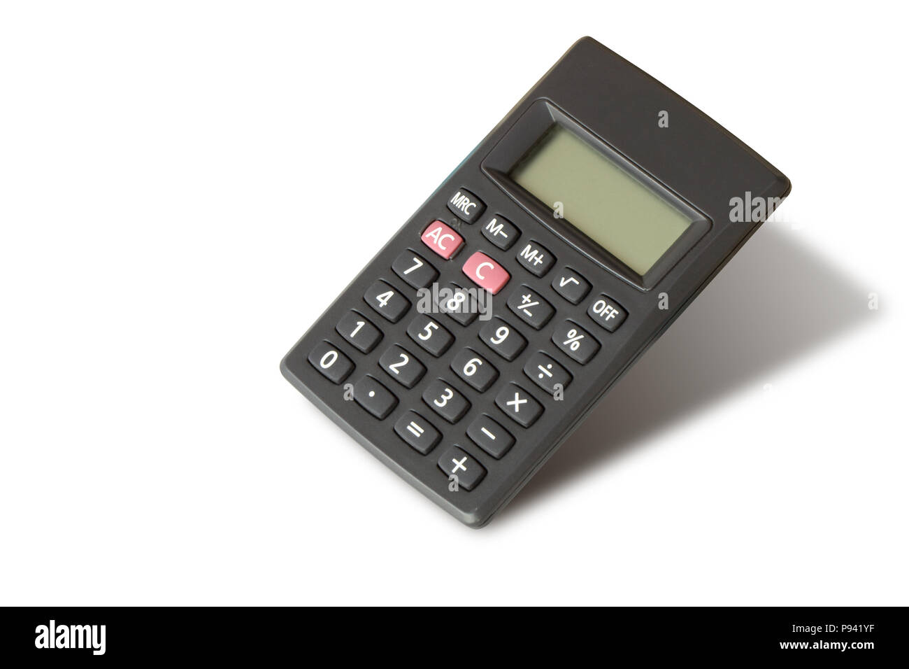 Piccolo calcolatore elettronico isolato su bianco con tracciato di ritaglio Foto Stock