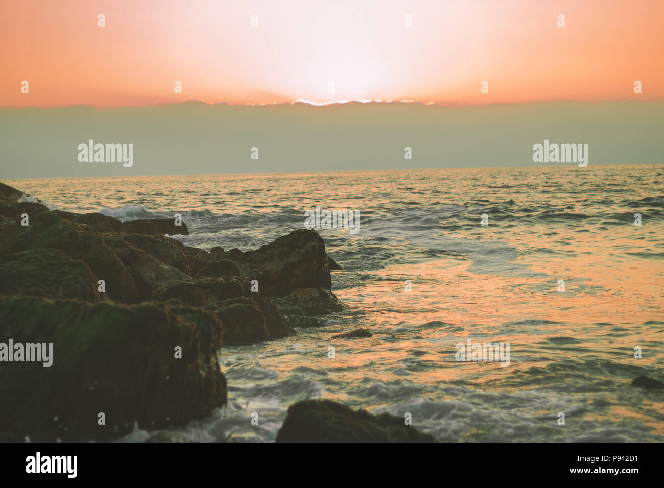 Il tramonto e l'orizzonte Foto Stock