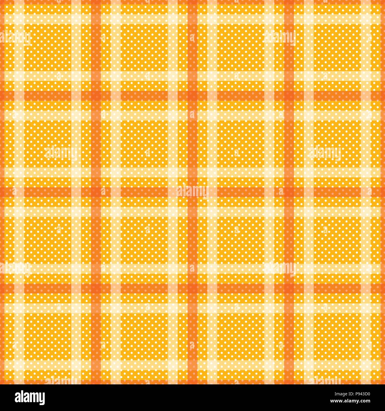 Giallo arancione Tartan con strisce bianche Seamless sfondo. Illustrazione Vettoriale. Illustrazione Vettoriale