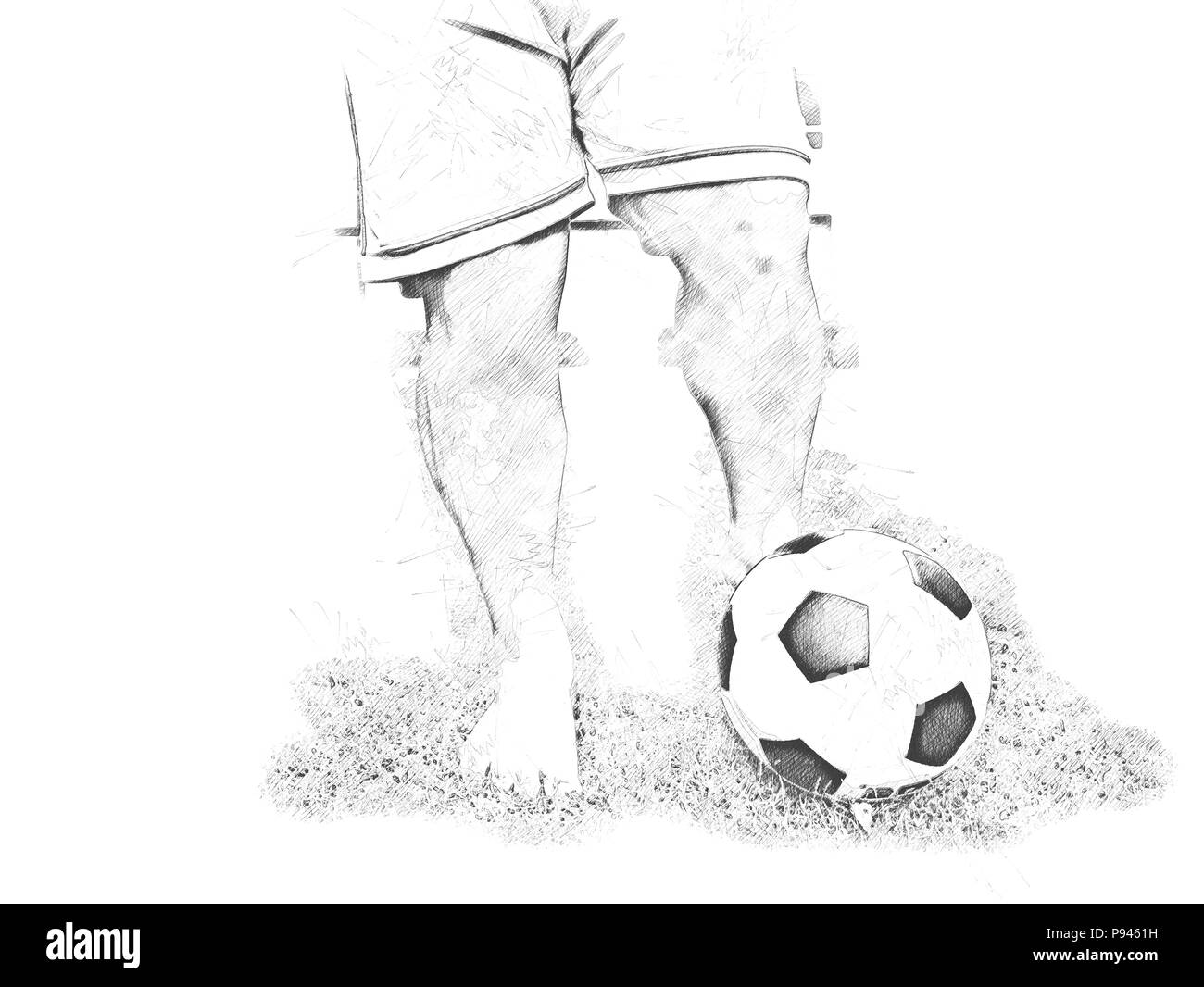 Abstract giocatore di football e le sfere di pittura ad acquarello sfondo. Foto Stock