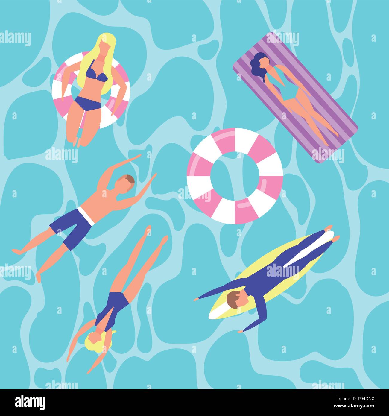 Estate vacanze per coloro che godono di galleggianti illustrazione vettoriale Illustrazione Vettoriale