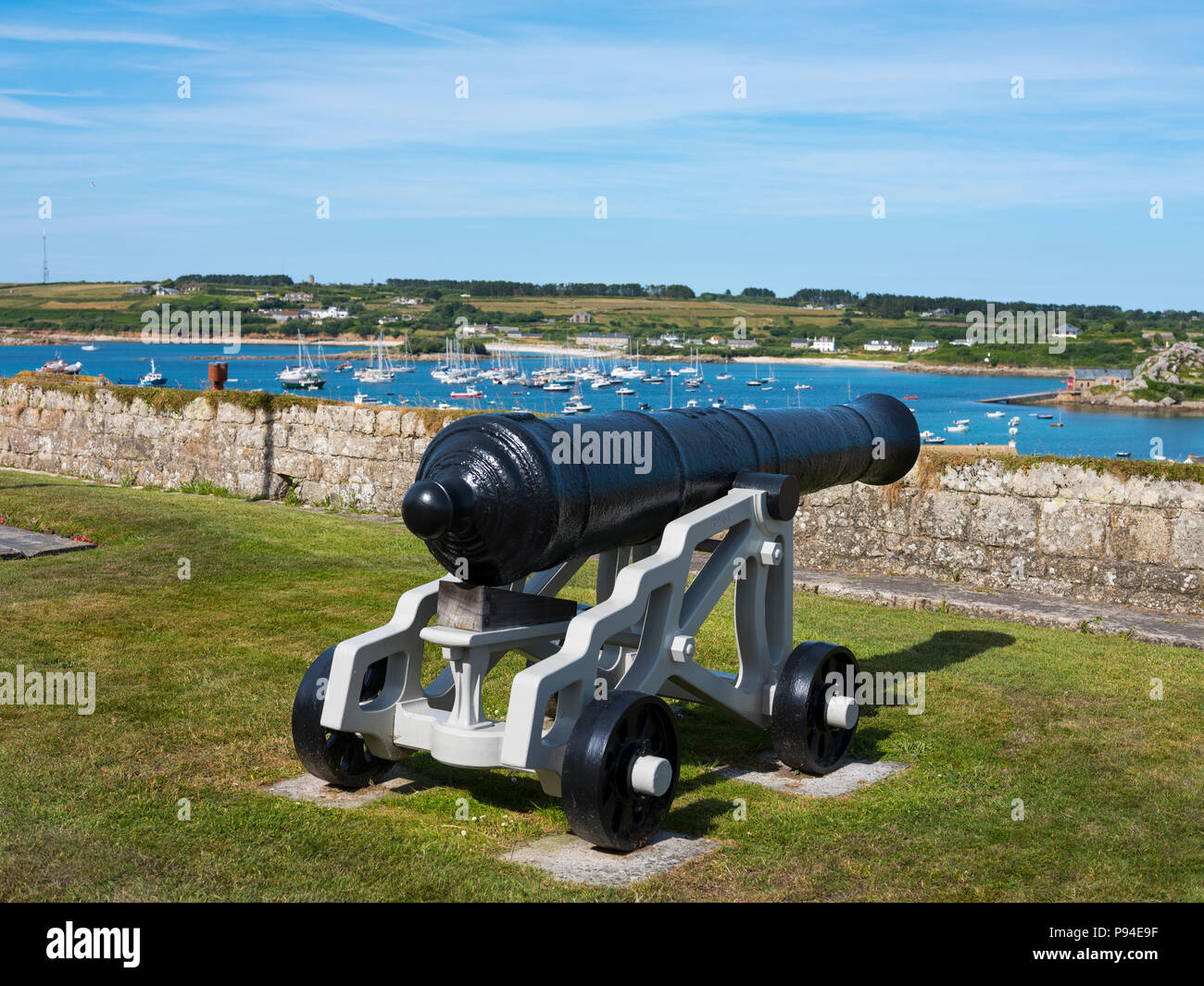 Cannoni su St Mary's, Isole Scilly. Foto Stock