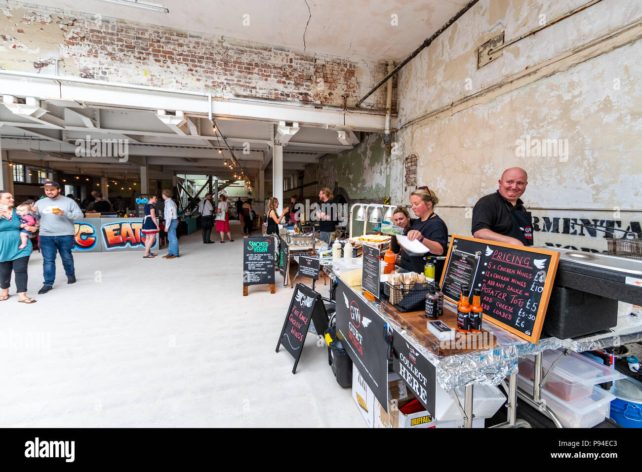Raggiungere Finzels Street Market alimentare nella fermentazione edificio nord Foto Stock