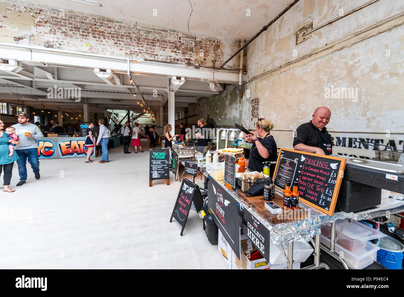 Raggiungere Finzels Street Market alimentare nella fermentazione edificio nord Foto Stock
